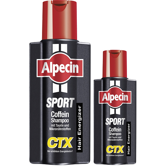 Alpecin CTX Sport Coffein Coffein-Shampoo gegen Haarausfall und Haarwuchs 250 ml + 75 ml, Duopack
