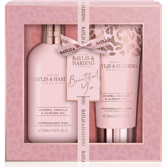 Baylis & Harding Jojoba-, Vanille- und Mandelöl-Reinigungsgel 300 ml + Körperlotion 200 ml, Kosmetikset