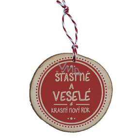Böhmen Geschenke Handgemachte Weihnachten Holzverzierung Happy and Merry rot 6 cm