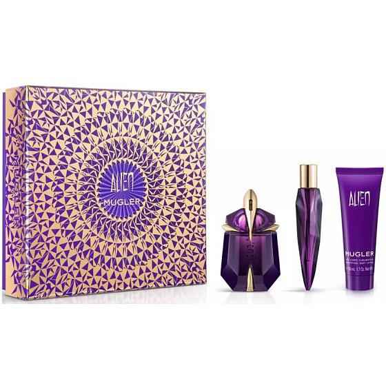 Thierry Mugler Alien parfümierte wasserfüllbare Flasche für Frauen 30 ml + Körperlotion 50 ml + Miniatur 10 ml, Geschenkset