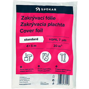 Spokar Standard Abdeckfolie für Malerarbeiten, 7 µ, 20 m², 4 × 5 m