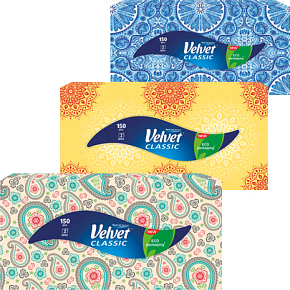Velvet Classic 2-lagige Papiertaschentücher, 150 Stück