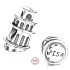 Sterling Silber 925 Italien Pisa - Schiefer Turm, Reisearmband Perle