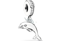 Sterling Silber 925 Delphin mit Zirkonia, Tierarmbandanhänger