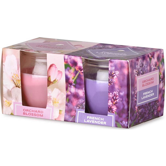 Emocio Orchard Blossom & French Lavender Duftkerze Glas 65 x 63 mm 2 Stück im Karton