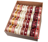 Ditipo Fabric Weihnachtsband mit Draht Rosa mit goldenen Kanten 4 m x 15 mm