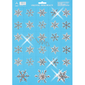 Bogen Weihnachtsaufkleber, Fensterfolie ohne Kleber Kleine Schneeflocken mit Glitzer 35 x 25 cm