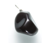 Obsidian schwarz Trommel-Anhänger Naturstein M, ca. 3 cm, Rettungsstein