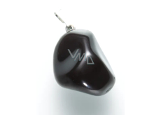Obsidian schwarz Trommel-Anhänger Naturstein M, ca. 3 cm, Rettungsstein