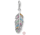 Charme Sterling Silber 925 Feder, Karabinerverschluss Anhänger am Armband Symbol