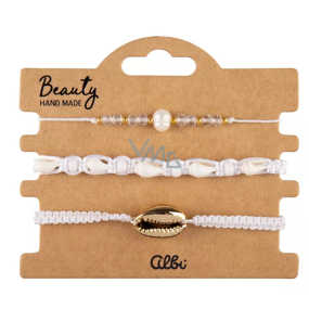 Albi Kauri Muscheln goldene Armbänder, verstellbare Größe, Set 3 Stück