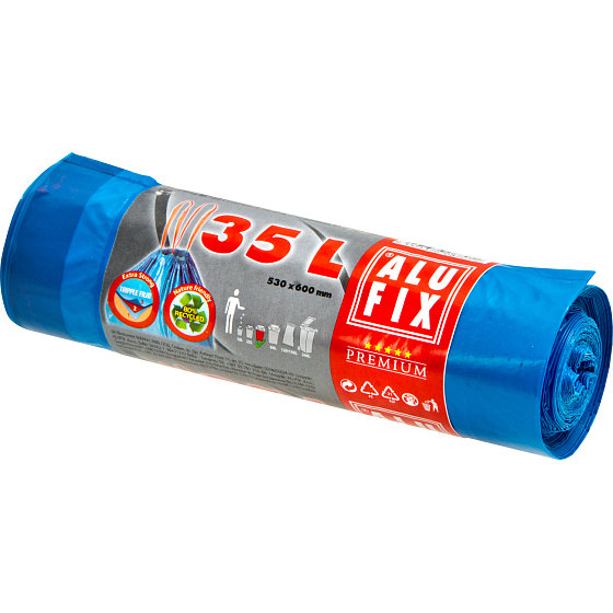 Alufix Premium Müllsäcke, ziehend, 20 µ, 53 × 60 cm, 35 l, 15 Stk