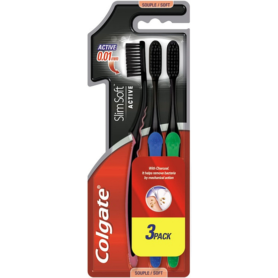 Colgate Slim Soft Charcoal Zahnbürste 3er-Pack