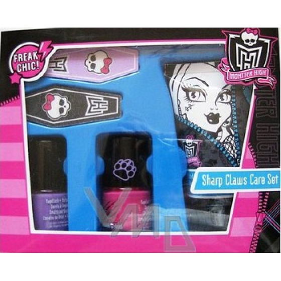Mattel Monster High Handcreme 50 ml + Nagelfeile 2 Stück, 2 x rosa Nagellack, lila 8 ml, Kosmetikset