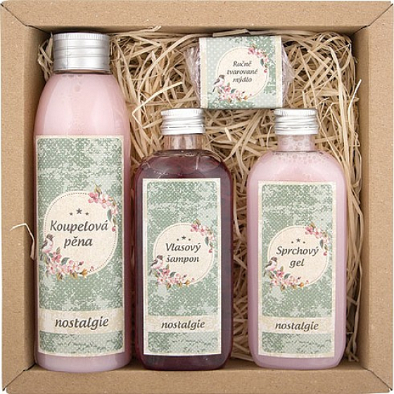 Bohemia Gifts Nostalgia Spa-Badeschaum 200 ml + Duschgel 100 ml + Haarshampoo 100 ml + Handgemachte Seife 30 g, Kosmetikset