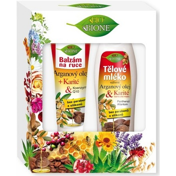 Bione Cosmetics Arganöl & Shea Pflegende Körperlotion 500 ml + Handbalsam 205 ml, Kosmetikset