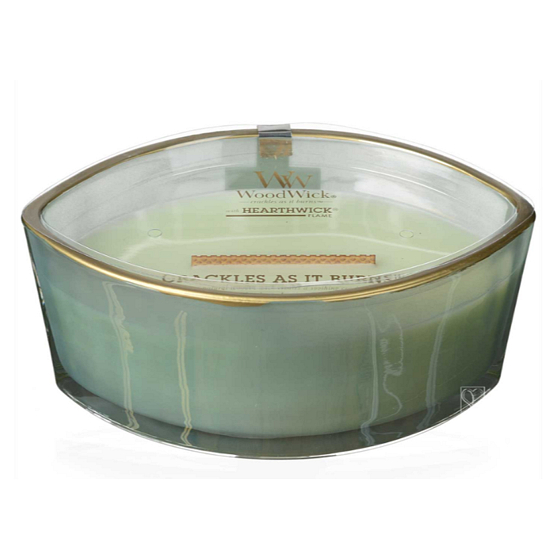 WoodWick Floral Nights Feigenblatt & Tuberose - Duftkerze mit Feigenblättern und Tuberose mit breitem Docht und Deckel 453 g Limited 2019
