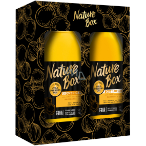 Nature Box Macadamia Duschgel mit 100% kaltgepresstem Öl, geeignet für Veganer für empfindliche Haut 385 ml + Körperlotion 385 ml, Kosmetikset