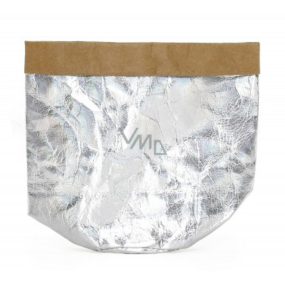 Albi Eco Korb aus waschbarem Papier klein - silber, Höhe 14 cm
