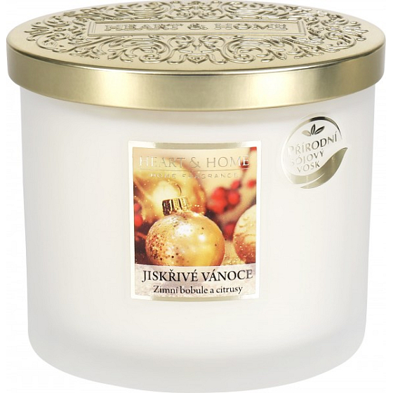 Heart & Home Sparkling Christmas Sojaduftkerze Ellipse 2 Dochte brennen bis zu 40 Stunden 230 g