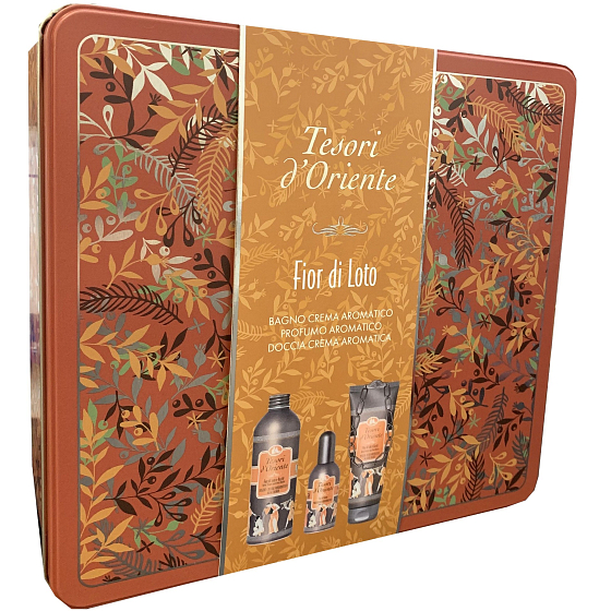Tesori d Oriente Fior di Loto Eau de Toilette 100 ml + Duschgel 250 ml + Badeschaum 500 ml, für Frauen Geschenkset