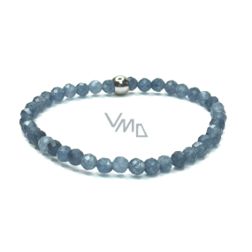 Saphir-Facettenarmband elastischer Naturstein, Kugel 4 mm / 16 - 17 cm, Stein der Weisheit, Wahrheit und Intuition