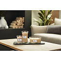 WoodWick Tonka & Almond Milk - Tonka- und Mandelmilch-Duftkerze mit Holzdocht und Deckel Glasschiffchen 453 g