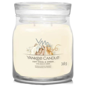 Yankee Candle Soft Wool & Amber - Weiche Wolle und Bernstein Duftkerze Signature medium Glas 2 Dochte 368 g