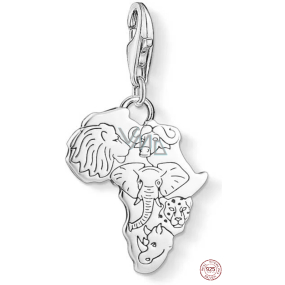 Charms Sterling Silber 925 Afrika, 5 Kontinente in Form von Herrschern des Tierreichs, Karabinerverschluss Anhänger am Reisearmband