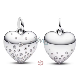 Charm Sterlingové stříbro 925 Srdce poseté zirkony, symbol lásky a elegance, přívěsek na náramek láska Charm Sterlingové stříbro 925 Srdce poseté zirkony, symbol lásky a elegance, přívěsek na náramek láska