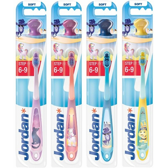 Jordan Step by Step Kinderzahnbürste, für 6-9 Jahre, 2 Stück