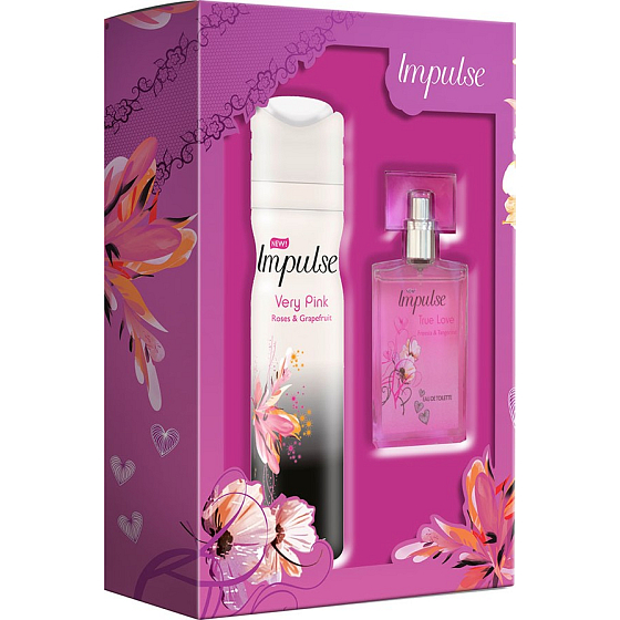 Impulse True Love parfümiertes Deodorant-Spray 75 ml + Eau de Toilette 30 ml, Geschenkset für Frauen