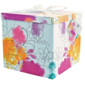 Angel Folding Geschenkbox mit Band Bunte Blumen 22 x 22 x 13 cm