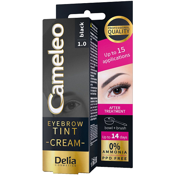 Delia Cosmetics Cameleo Cream professionelle Augenbrauenfarbe, ohne Ammoniak 1.0 Schwarz 15 ml