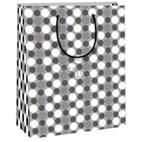 Ditipo Geschenk Papiertüte 18 x 10 x 22,7 cm grau mit Tupfen