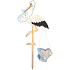 Holzstorch blau mit Schild 46 x 70 cm