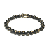 Schwarzer Achat mit königlichem Mantra Om elastisches Armband aus Naturstein, Kugel 6 mm / 16 - 17 cm, verleiht Mut und Stärke