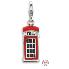 Sterling Silber 925 London Telefon Rot Telefonzelle 3D, Reise Anhänger Armband