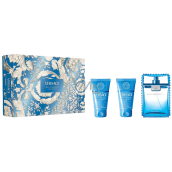 Versace Eau Fraiche Pour Homme Eau de Toilette 50 ml + Aftershave-Balsam 50 ml + Duschgel 50 ml, Geschenkset für Männer