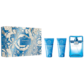Versace Eau Fraiche Pour Homme Eau de Toilette 50 ml + Aftershave-Balsam 50 ml + Duschgel 50 ml, Geschenkset für Männer