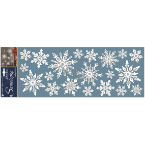 Weiße Aufkleber mit metallischem Schneeflockeneffekt 57 x 20 cm