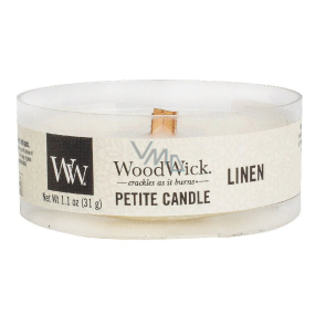 WoodWick Linen - Reine Duftkerze mit Holzdocht petite 31 g