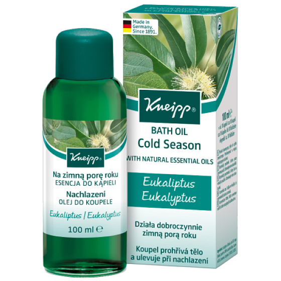 Kneipp Kaltes Badeöl, natürliche ätherische Öle aus Eukalyptus und Kampferbaum wärmen den Körper angenehm und lindern Erkältungen 100 ml