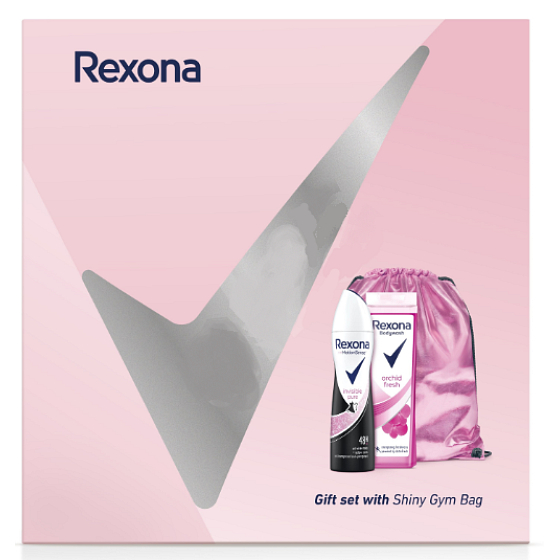 Rexona Orchid Frisches Duschgel für Frauen 250 ml + Invisible Pure Deodorant Spray für Frauen 150 ml + rosa Rucksack, Kosmetikset