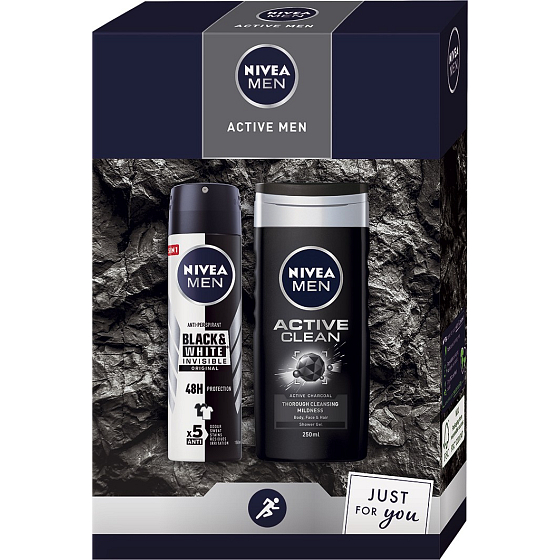 Nivea Men Active Men Antitranspirant Deodorant Spray 150 ml + Duschgel 250 ml, Kosmetikset für Männer