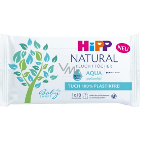 HiPP Babysanft Natural Aqua Reinigung Feuchttücher ohne Kunststoff für Kinder 10 Stück