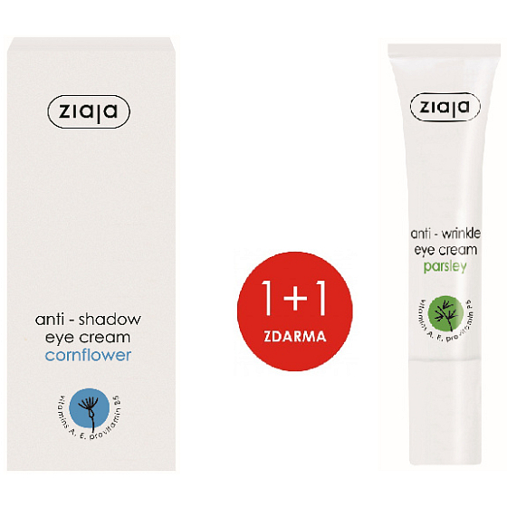 Ziaja Chrpa Aufhellungscreme unter Augen und Augenlidern 15 ml + Petersiliencreme für Augen und Augenlider Anti-Falten 15 ml, Duopack
