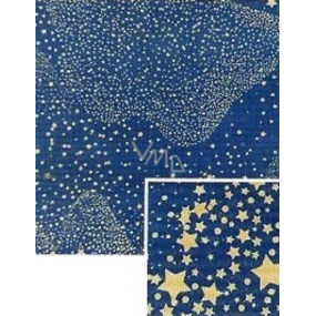 Nekupto Geschenkpapier Weihnachten 70 x 150 cm Blaue goldene Sterne