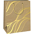 Ditipo Papier Geschenktüte 18 x 22,7 x 10 cm Kraft - natur, goldene Linien