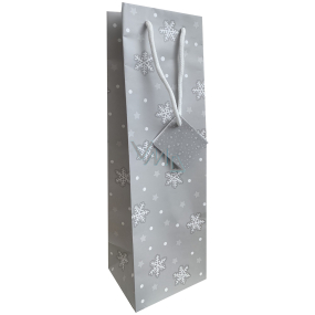 Nekupto Geschenkpapier Tasche für Flasche 33 x 10 x 9 cm Weihnachtsflocken grau